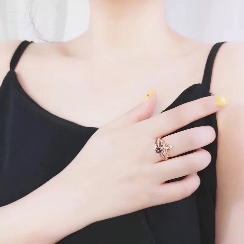 Дамски пръстен Обичам те на 100 езика, цвят розоро злато